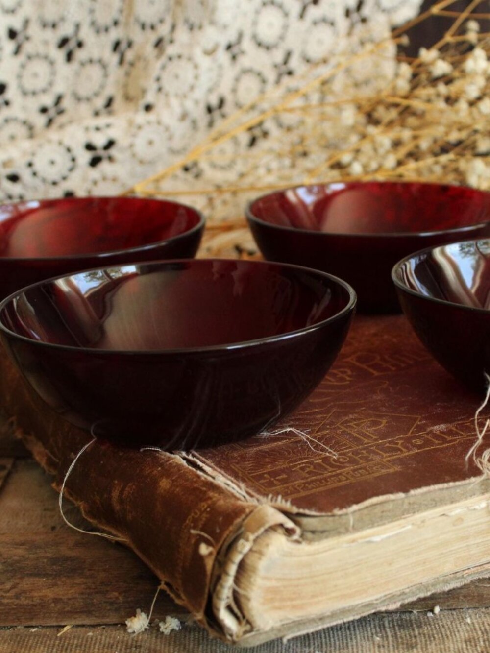 Vintage Fruit and Berry Bowls, Anchor Hocking Royal Ruby Red Set of Four
